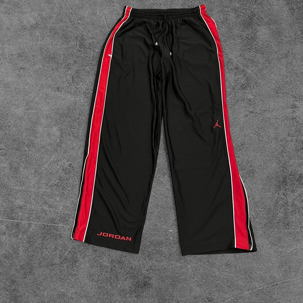 Vintage Y2K Black Red Jordan Wide Leg Track Pants XXL 2000s Baggy - Picture 2 of 5
